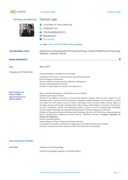 Europass CV - Dipartimento di Psicologia dei Processi di Sviluppo e
