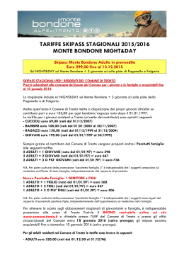 tariffe skipass stagionali 2015/2016 monte bondone night&day