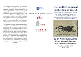 12-14 November, 2014 Diet and Environment in the Roman World