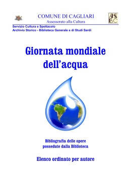 22 marzo "Giornata Mondiale dell`Acqua"