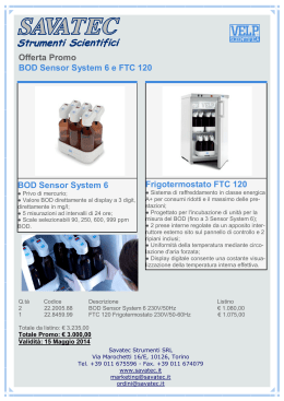 Offerta Promo BOD Sensor System 6 e FTC 120 BOD Sensor
