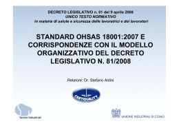 standard ohsas 18001:2007 e corrispondenze con il modello