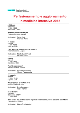 Perfezionamento e aggiornamento in medicina intensiva 2015