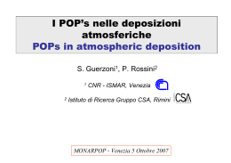 I POP`s nelle deposizioni atmosferiche POPs in atmospheric