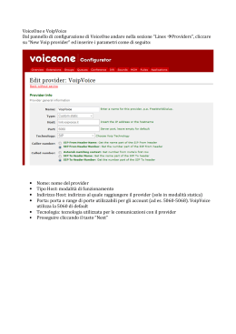 VoiceOne e VoipVoice Dal pannello di configurazione di VoiceOne