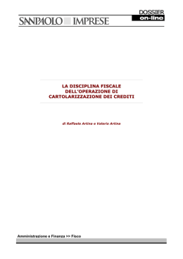 la disciplina fiscale dell`operazione di cartolarizzazione dei crediti