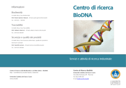 Brochure del Centro BioDNA - Centri di Ricerca