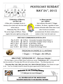 Pentecost Sunday May 24th, 2015