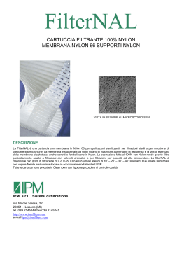 cartuccia filtrante 100% nylon membrana nylon 66 supporti nylon