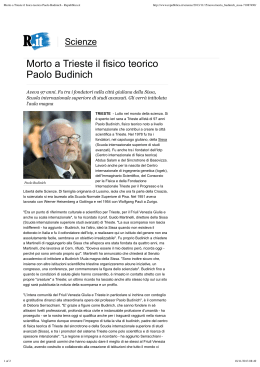 Morto a Trieste il fisico teorico Paolo Budinich - Repubblica.it