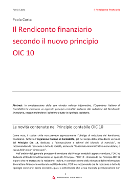 Il Rendiconto finanziario secondo il nuovo principio OIC 10