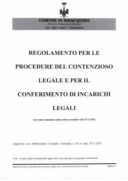 regolamento per le procedure del contenzioso legale e per il