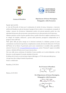 Comune di Pantelleria Dipartimento di Scienze Psicologiche