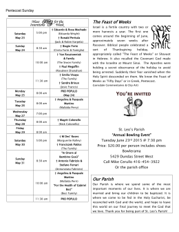 The Feast of Weeks Our Parish