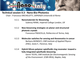 Technical session II.3 - Nano-Bio