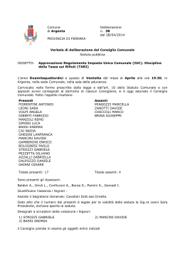 Comune Deliberazione di Argenta n. 38 del 28/04/2014 PROVINCIA