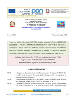 Prot. n° 5750 Polistena, 3 Luglio 2014 Programma dei Fondi