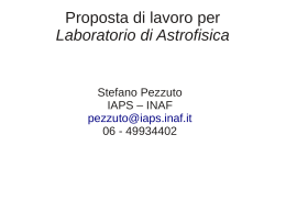 Proposta di lavoro per Laboratorio di Astrofisica