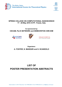 list of poster presentation abstracts