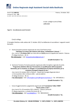 Programma - Obiettivo 2012 - Ordine Regionale degli Assistenti