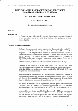 nota integrativa - Istituto Pasteur