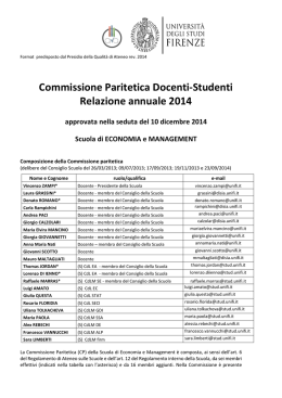 Commissione Paritetica Docenti-Studenti Relazione annuale 2014