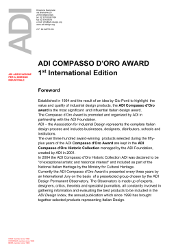 ADI COMPASSO D`ORO AWARD 1st International Edition Foreword
