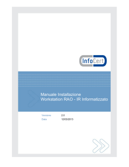 Manuale Installazione Workstation RAO - IR Informatizzato