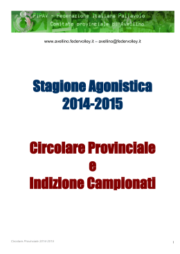 Stagione Agonistica 2014-2015 Circolare Provinciale e Indizione