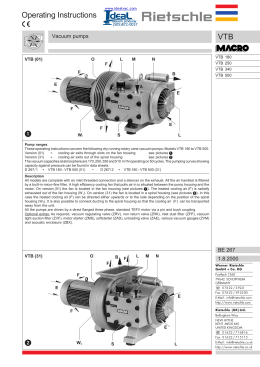 VTB 250 Operating Instructions, Specs and Parts List