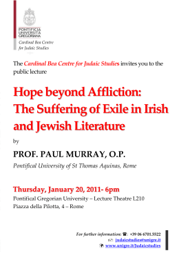 Pontifical Gregorian University - Public Lecture Prof. Paul Murray, O.P.