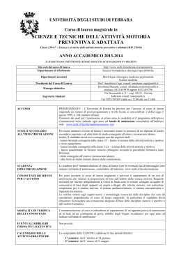 Scienze motorie (LM) 2013-14 - Università degli Studi di Ferrara