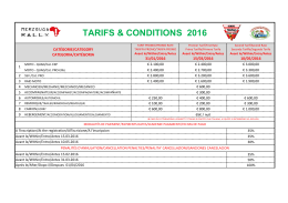 TARIFS & CONDITIONS 2016