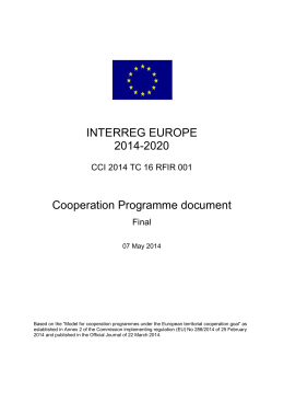 INTERREG EUROPE 2014-2020 Cooperation