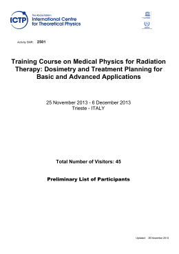Training Course on Medical Physics for Radiation Therapy