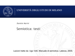Semiotica: testi - Università degli Studi di Milano