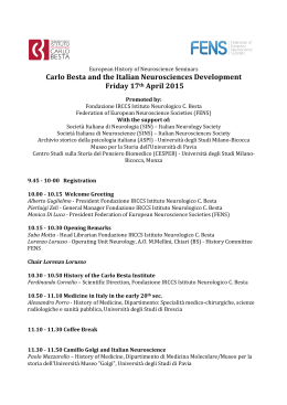 Carlo Besta and the Italian Neurosciences Development Friday 17th
