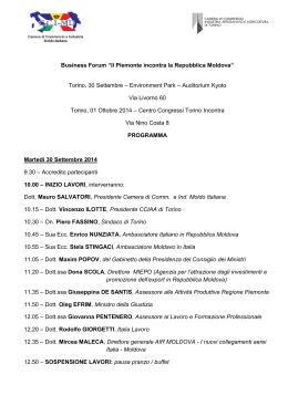 Business Forum Il Piemonte incontra la Repubblica Moldova