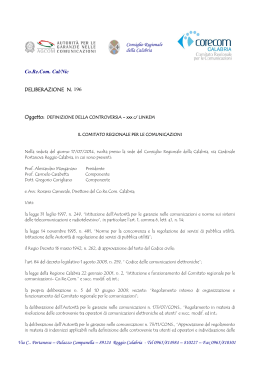 Delibera n. 196/2014 - Corecom - Consiglio regionale della Calabria