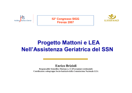 Progetto Mattoni e LEA Nell`Assistenza Geriatrica del SSN