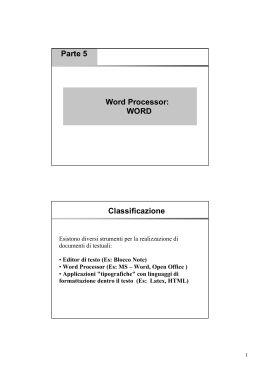 Word Processor: WORD Parte 5 Classificazione
