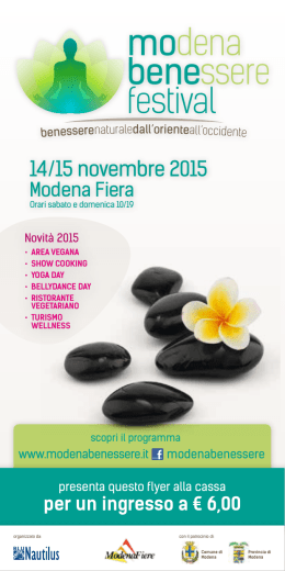 per un ingresso a € 6,00 - Modena Benessere Festival