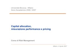 Capital allocation, misurazione performance e pricing
