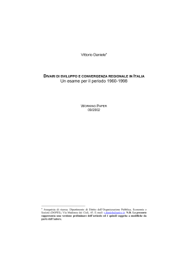 Divari di sviluppo e convergenza regionale in Italia 1960-1998