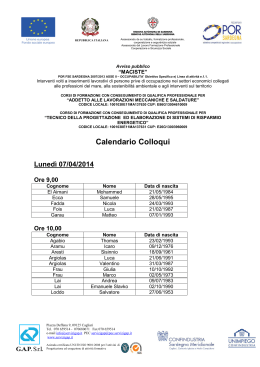 Calendario Colloqui Lunedì 07/04/2014