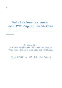 Valutazione ex ante del POR Puglia 20142020