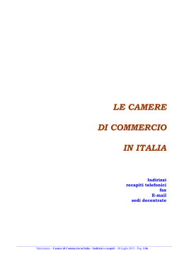 LE CAMERE DI COMMERCIO IN ITALIA - Indirizzi e
