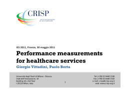 Performance measurements for healthcare services - UniFI