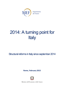 2014: A turning point for Italy - Ministero dell`Economia e delle Finanze