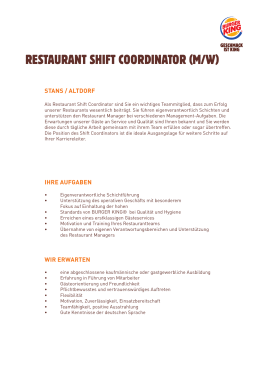 RestauRant shift CooRdinatoR (m/w)